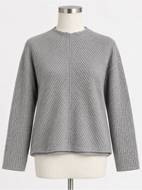 Babaton Chalmers Sweater Cozy Ribbed Crewneck Sweater Light Gray Wool Blend XS
